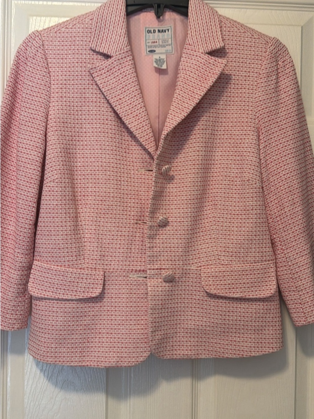 Old Navy Pink Textured Cropped Blazer